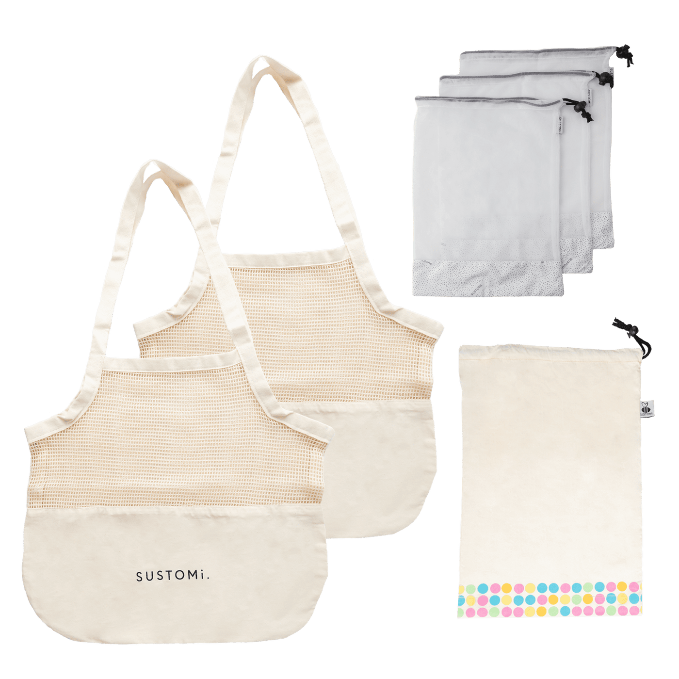 plastic-free shopping bags bundle by sustomi